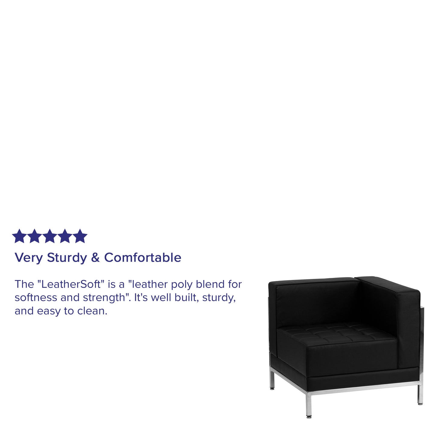 HERCULES Imagination Series Contemporary Black LeatherSoft Right Corner Chair with Encasing Frame