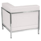 HERCULES Imagination Series Contemporary Melrose White LeatherSoft Right Corner Chair with Encasing Frame