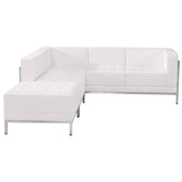 HERCULES Imagination Series Melrose White LeatherSoft Sectional Configuration with Ganging Clips, 3 Pieces