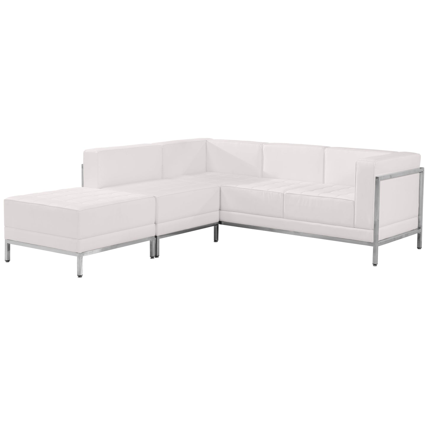 HERCULES Imagination Series Melrose White LeatherSoft Sectional Configuration with Ganging Clips, 3 Pieces