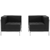 HERCULES Imagination Series Black LeatherSoft 2 Piece Corner Chair Set with Ganging Clips