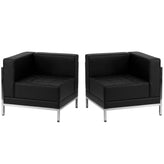 HERCULES Imagination Series Black LeatherSoft 2 Piece Corner Chair Set with Ganging Clips