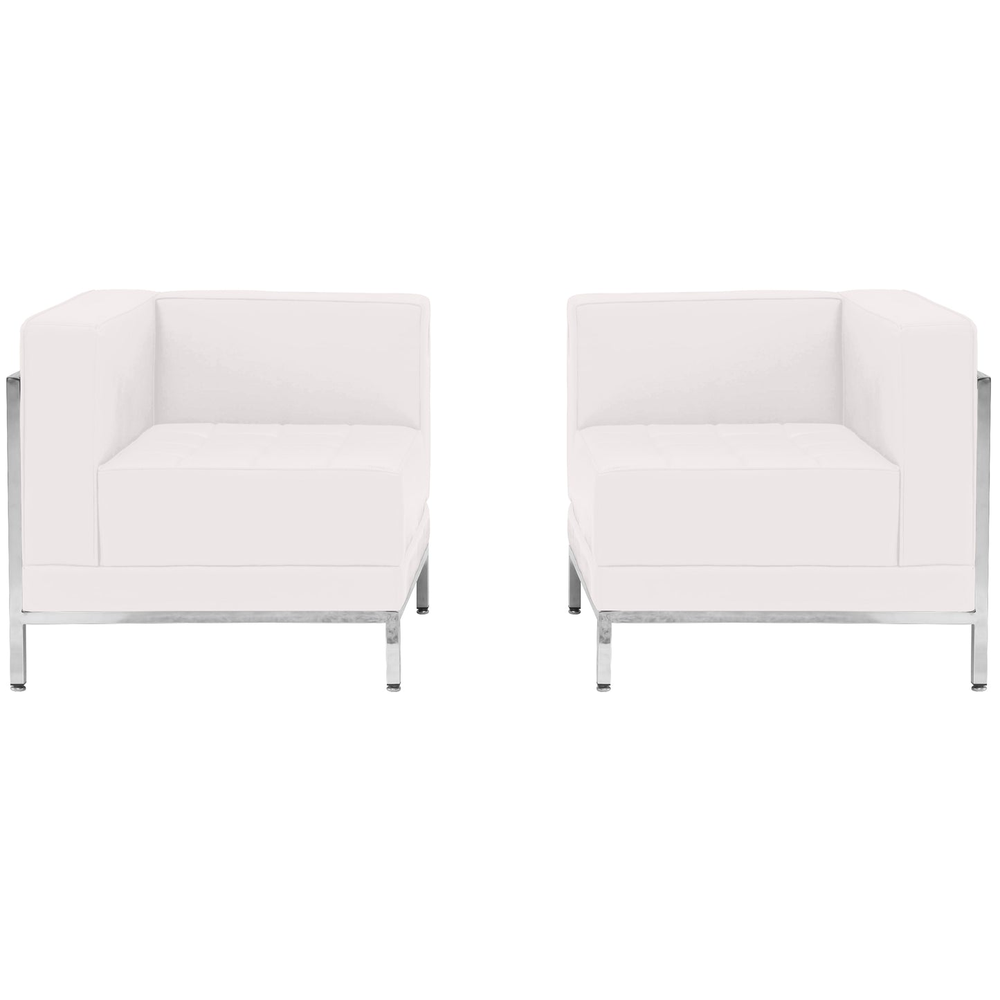 HERCULES Imagination Series Melrose White LeatherSoft 2 Piece Corner Chair Set with Ganging Clips