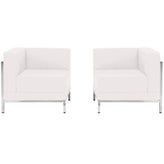 HERCULES Imagination Series Melrose White LeatherSoft 2 Piece Corner Chair Set with Ganging Clips