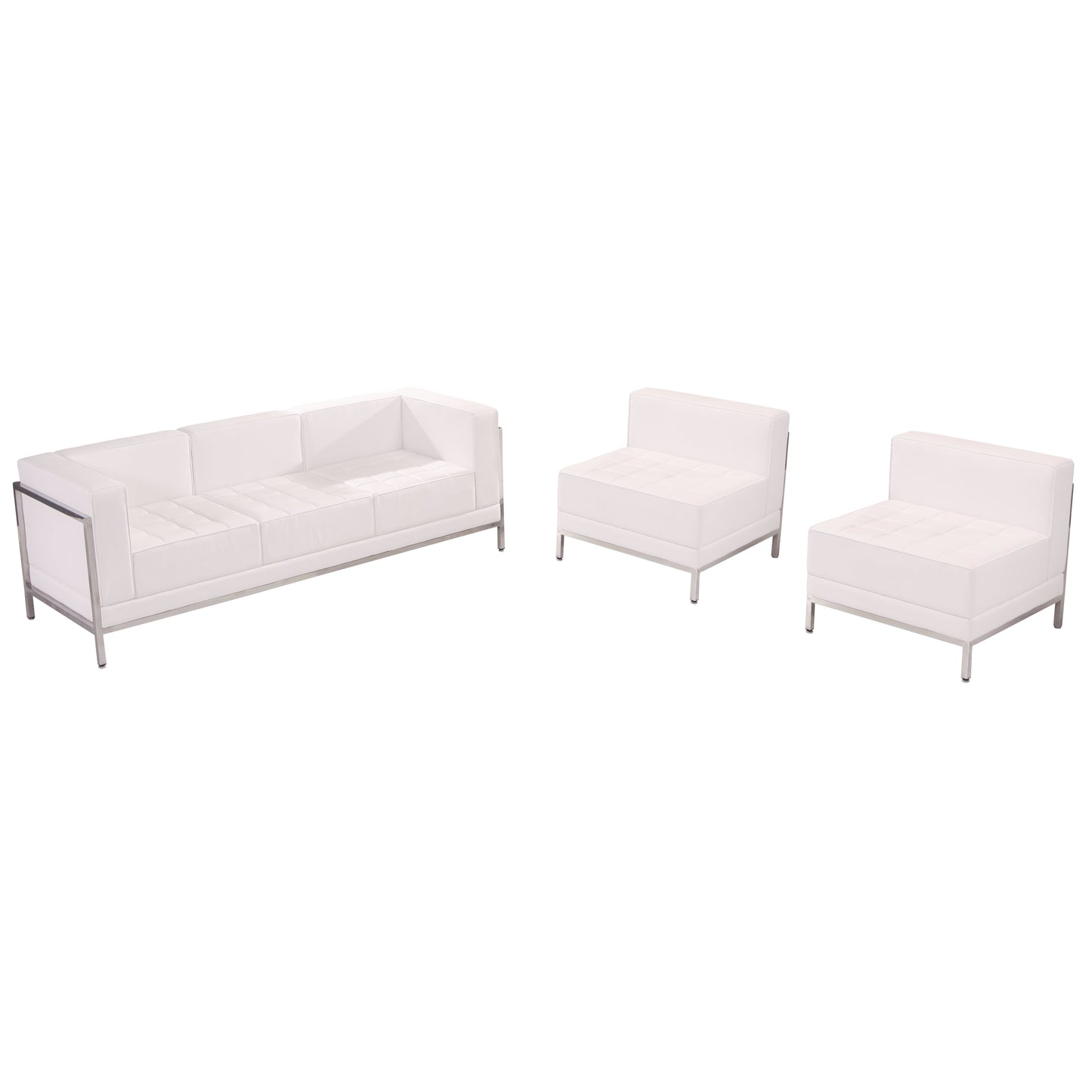 HERCULES Imagination Series Melrose White LeatherSoft Sofa & Chair Set with Ganging Clips
