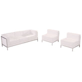 HERCULES Imagination Series Melrose White LeatherSoft Sofa & Chair Set with Ganging Clips