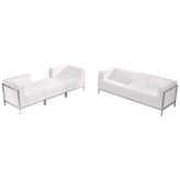 HERCULES Imagination Series Melrose White LeatherSoft Sofa & Lounge Chair Set with Ganging Clips 4 Pieces