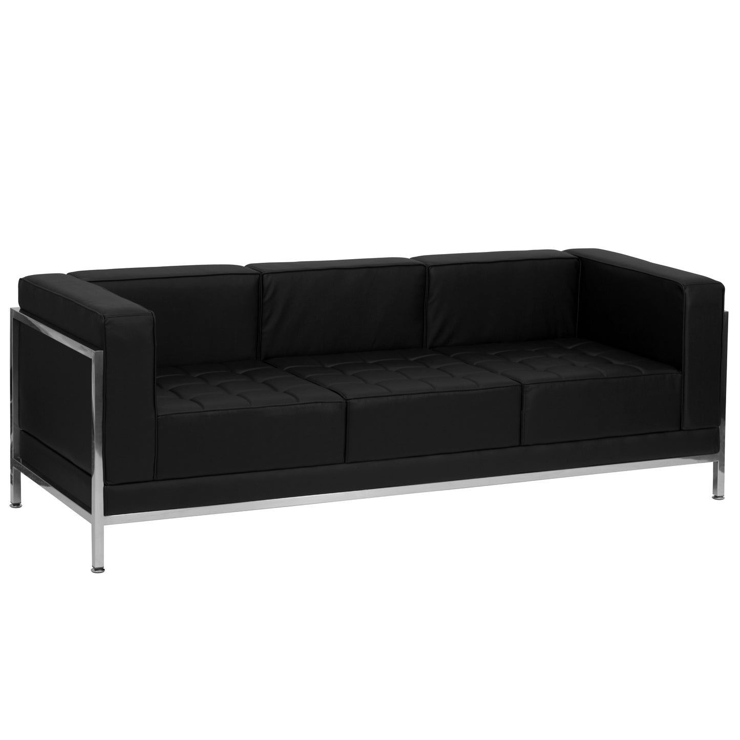 HERCULES Imagination Series Black LeatherSoft Sofa Set with Ganging Clips, 5 Pieces