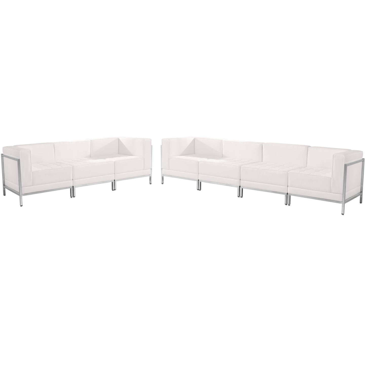 HERCULES Imagination Series Melrose White LeatherSoft Sofa Set with Ganging Clips, 5 Pieces