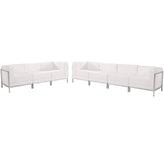 HERCULES Imagination Series Melrose White LeatherSoft Sofa Set with Ganging Clips, 5 Pieces