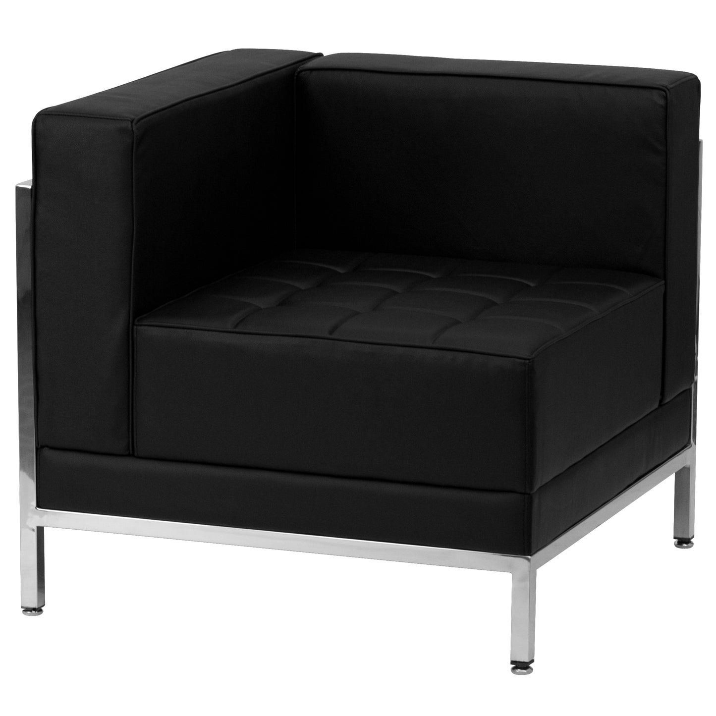 HERCULES Imagination Series Black LeatherSoft Sectional & Sofa Set with Ganging Clips, 10 Pieces