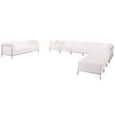 HERCULES Imagination Series Melrose White LeatherSoft Sectional & Sofa Set with Ganging Clips, 10 Pieces