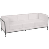 HERCULES Imagination Series Melrose White LeatherSoft Sofa, Lounge & Ottoman Set with Ganging Clips, 12 Pieces