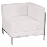 HERCULES Imagination Series Melrose White LeatherSoft Sofa, Lounge & Ottoman Set with Ganging Clips, 12 Pieces
