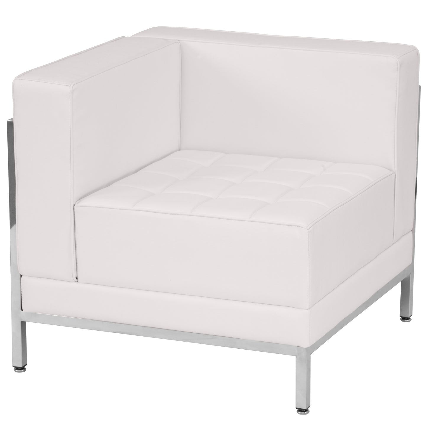 HERCULES Imagination Series Melrose White LeatherSoft Sofa, Lounge & Ottoman Set with Ganging Clips, 12 Pieces