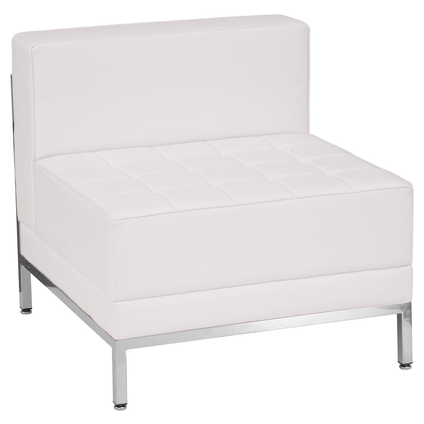 HERCULES Imagination Series Melrose White LeatherSoft Sofa, Lounge & Ottoman Set with Ganging Clips, 12 Pieces