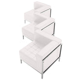 HERCULES Imagination Series Melrose White LeatherSoft 3 Piece Corner Chair Set with Ganging Clips