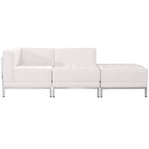 HERCULES Imagination Series Melrose White LeatherSoft 3 Piece Chair & Ottoman Set with Ganging Clips