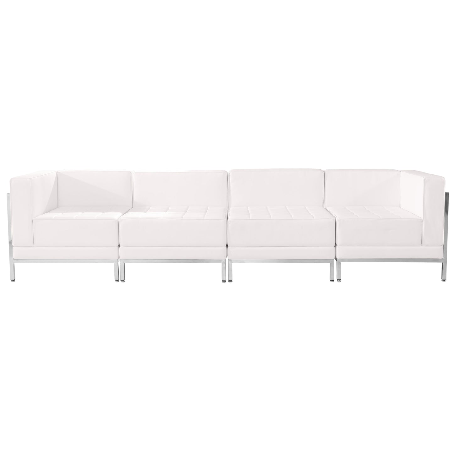 HERCULES Imagination Series Melrose White LeatherSoft 4 Piece Lounge Set with Ganging Clips