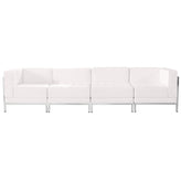 HERCULES Imagination Series Melrose White LeatherSoft 4 Piece Lounge Set with Ganging Clips