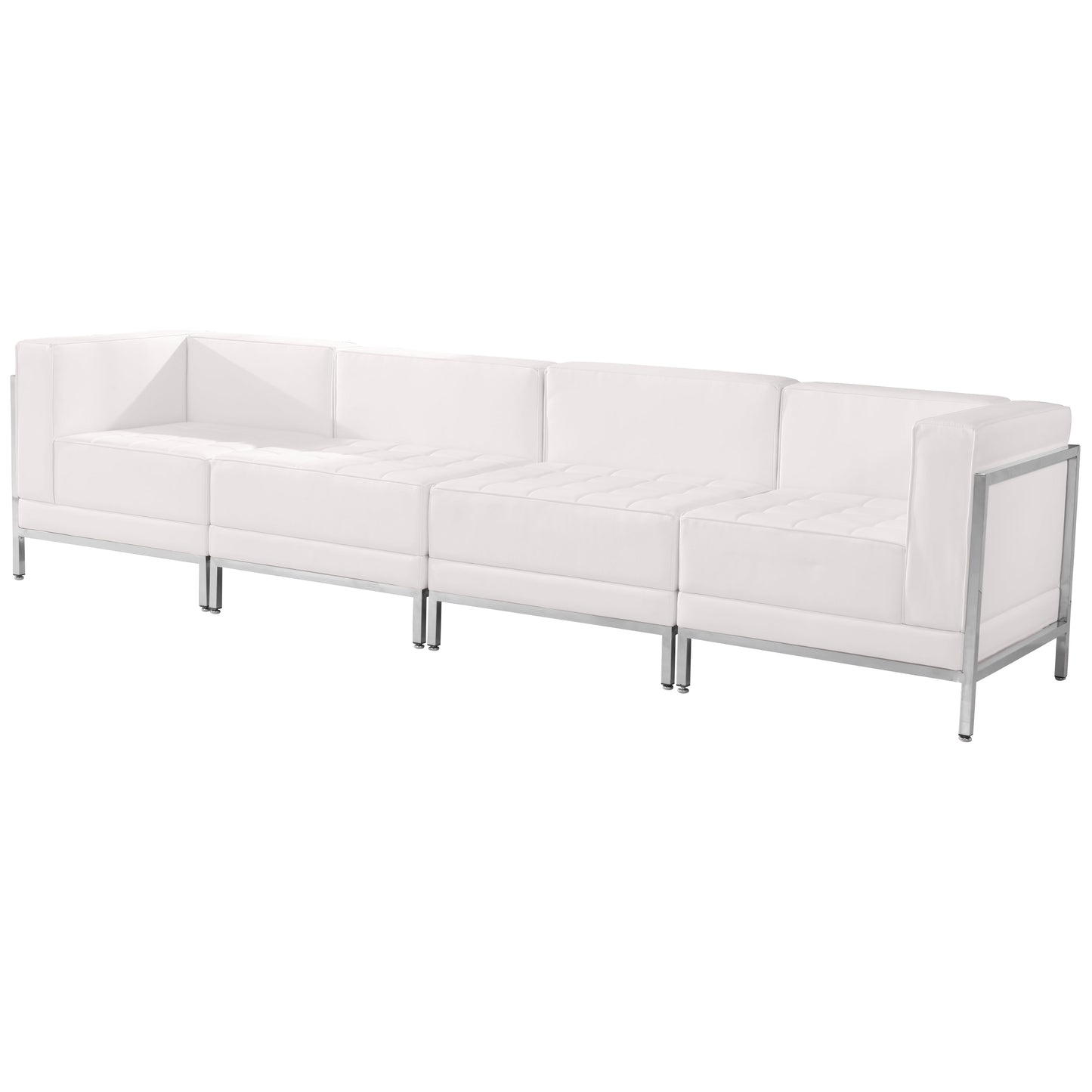 HERCULES Imagination Series Melrose White LeatherSoft 4 Piece Lounge Set with Ganging Clips