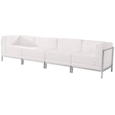 HERCULES Imagination Series Melrose White LeatherSoft 4 Piece Lounge Set with Ganging Clips