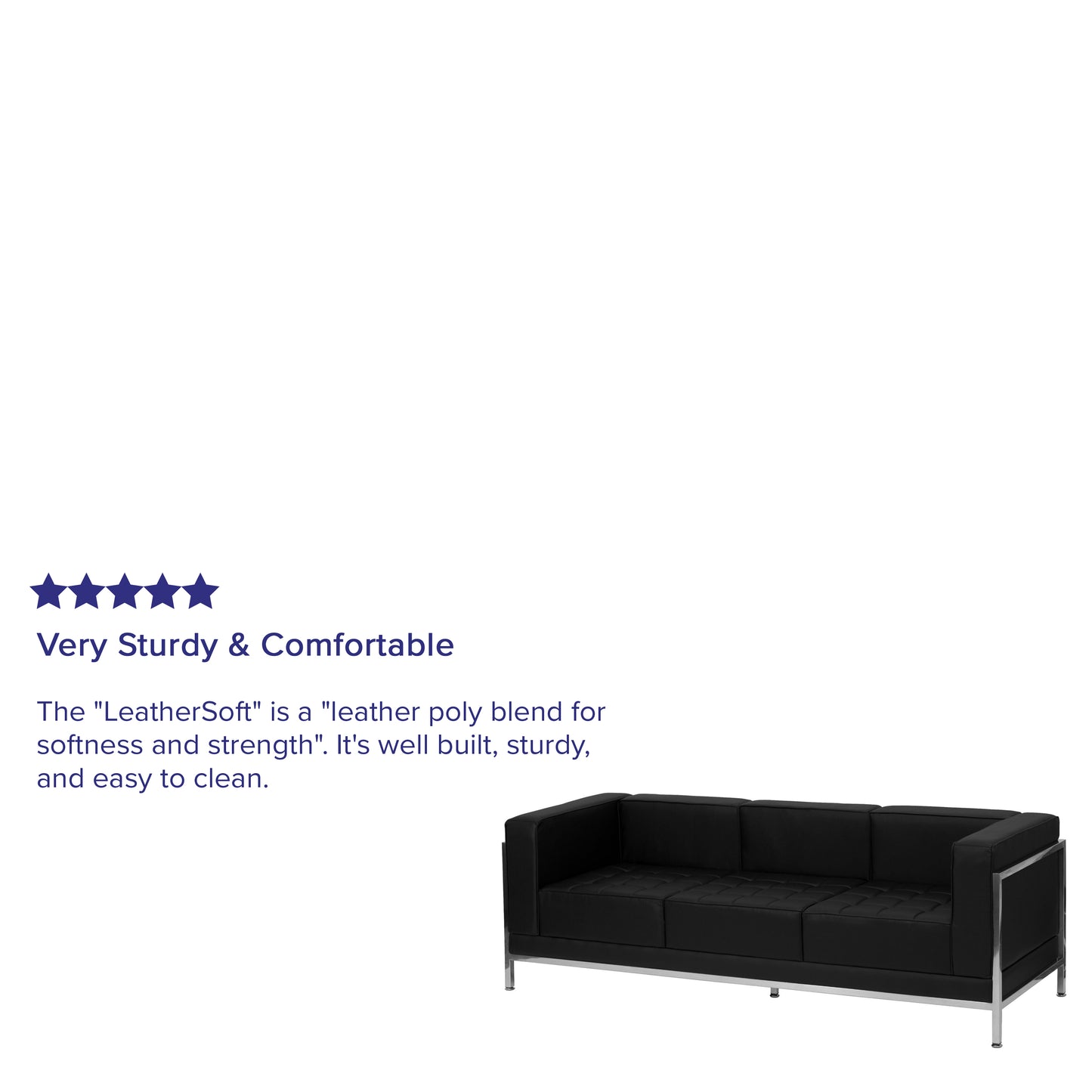 HERCULES Imagination Series Contemporary Black LeatherSoft Sofa with Encasing Frame