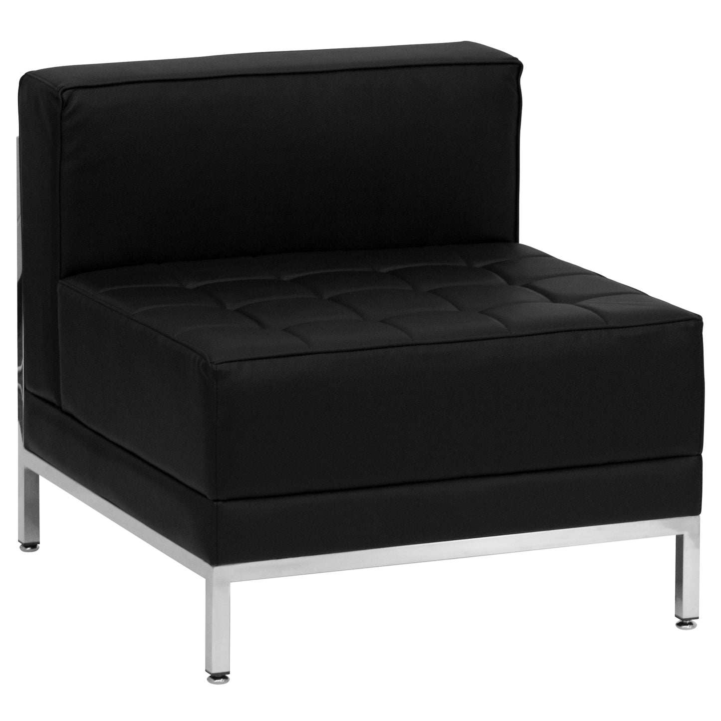 HERCULES Imagination Series Black LeatherSoft U-Shape Sectional Configuration with Ganging Clips, 10 Pieces