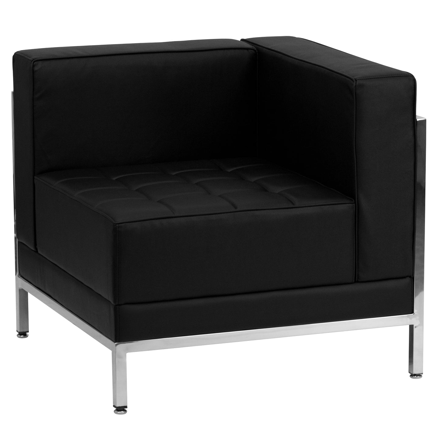 HERCULES Imagination Series Black LeatherSoft U-Shape Sectional Configuration with Ganging Clips, 10 Pieces