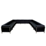 HERCULES Imagination Series Black LeatherSoft U-Shape Sectional Configuration with Ganging Clips, 13 Pieces