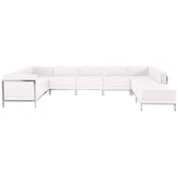 HERCULES Imagination Series Melrose White LeatherSoft U-Shape Sectional Configuration with Ganging Clips, 7 Pieces