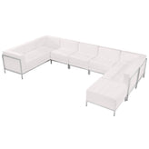 HERCULES Imagination Series Melrose White LeatherSoft U-Shape Sectional Configuration with Ganging Clips, 7 Pieces