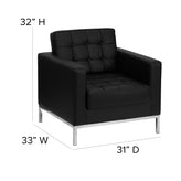 HERCULES Lacey Series Contemporary Black LeatherSoft Chair with Stainless Steel Frame