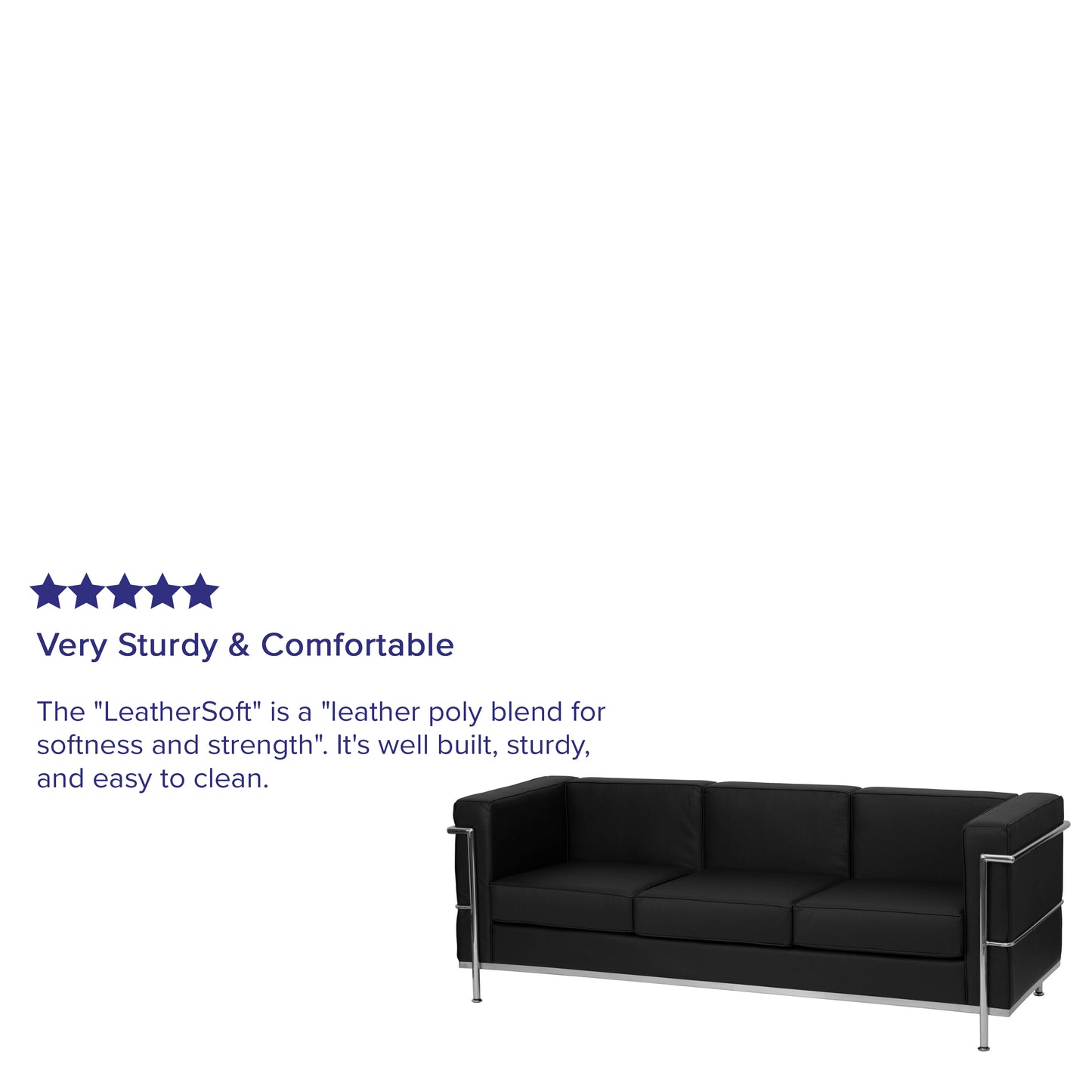 HERCULES Regal Series Contemporary Black LeatherSoft Sofa with Encasing Frame
