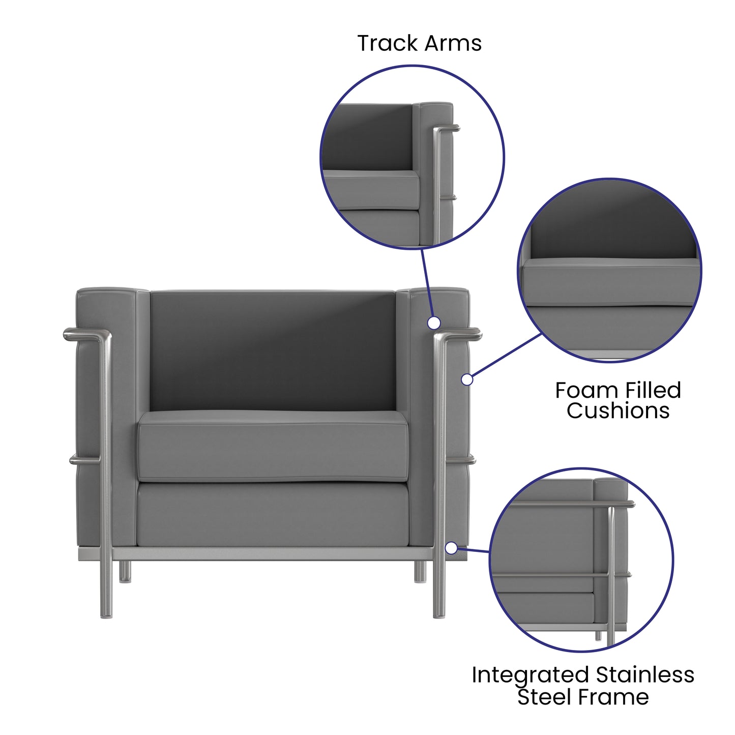 HERCULES Regal Series Reception Set in Gray LeatherSoft