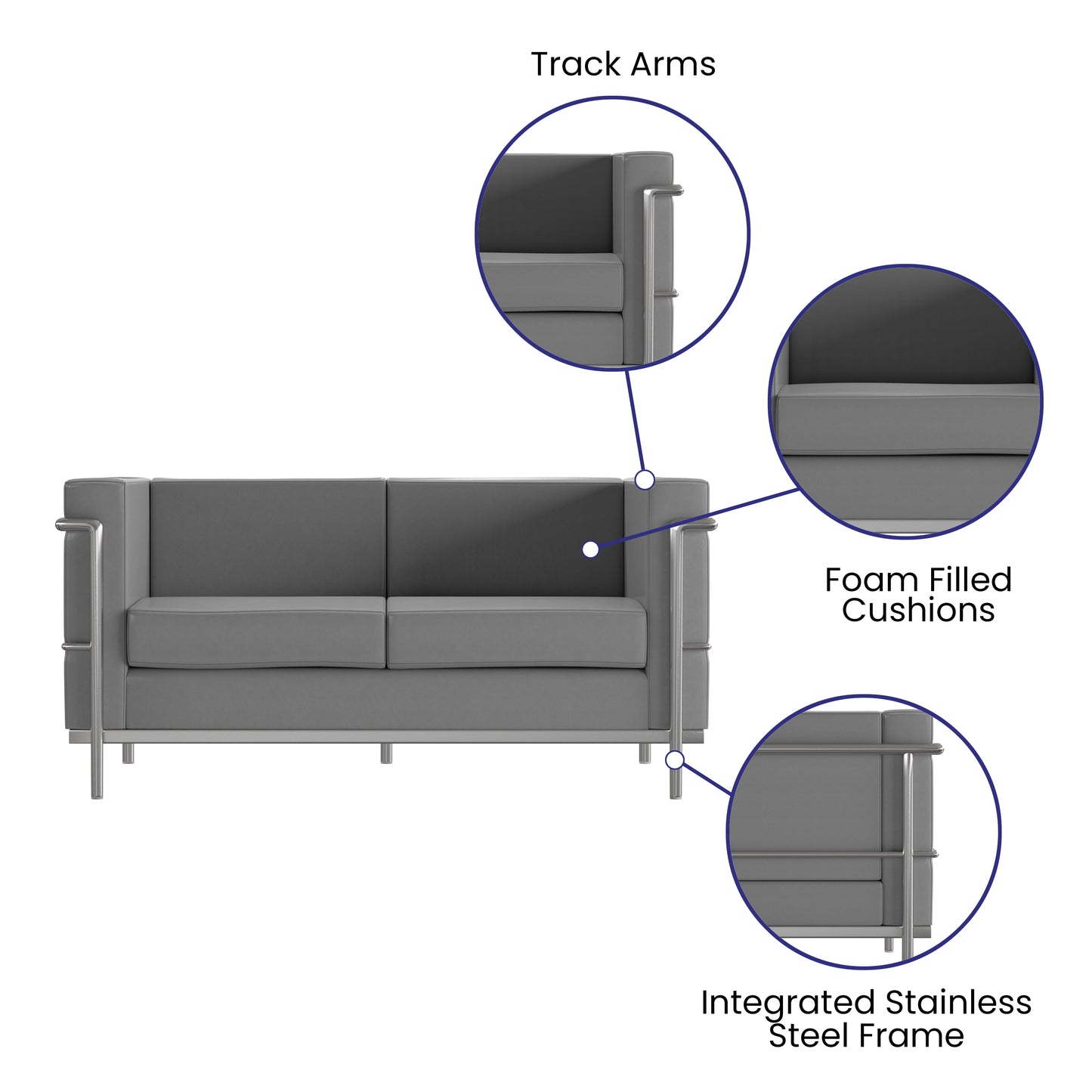 HERCULES Regal Series Reception Set in Gray LeatherSoft