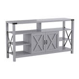 Wyatt 60" Modern Farmhouse Tall TV Console Cabinet with Storage Cabinets and Shelves for TV's up to 60", Coastal Gray