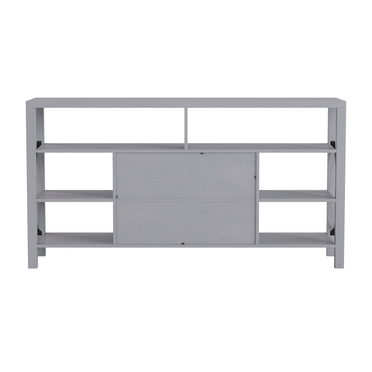Wyatt 60" Modern Farmhouse Tall TV Console Cabinet with Storage Cabinets and Shelves for TV's up to 60", Coastal Gray