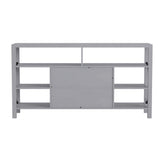 Wyatt 60" Modern Farmhouse Tall TV Console Cabinet with Storage Cabinets and Shelves for TV's up to 60", Coastal Gray
