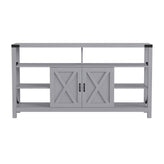Wyatt 60" Modern Farmhouse Tall TV Console Cabinet with Storage Cabinets and Shelves for TV's up to 60", Coastal Gray
