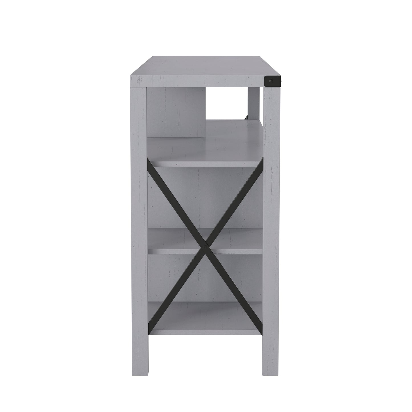 Wyatt 60" Modern Farmhouse Tall TV Console Cabinet with Storage Cabinets and Shelves for TV's up to 60", Coastal Gray
