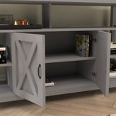 Wyatt 60" Modern Farmhouse Tall TV Console Cabinet with Storage Cabinets and Shelves for TV's up to 60", Coastal Gray