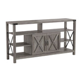 Wyatt 60" Modern Farmhouse Tall TV Console Cabinet with Storage Cabinets and Shelves for TV's up to 60", Gray Wash