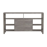 Wyatt 60" Modern Farmhouse Tall TV Console Cabinet with Storage Cabinets and Shelves for TV's up to 60", Gray Wash