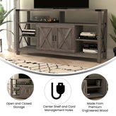 Wyatt 60" Modern Farmhouse Tall TV Console Cabinet with Storage Cabinets and Shelves for TV's up to 60", Gray Wash