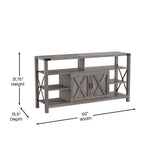 Wyatt 60" Modern Farmhouse Tall TV Console Cabinet with Storage Cabinets and Shelves for TV's up to 60", Gray Wash
