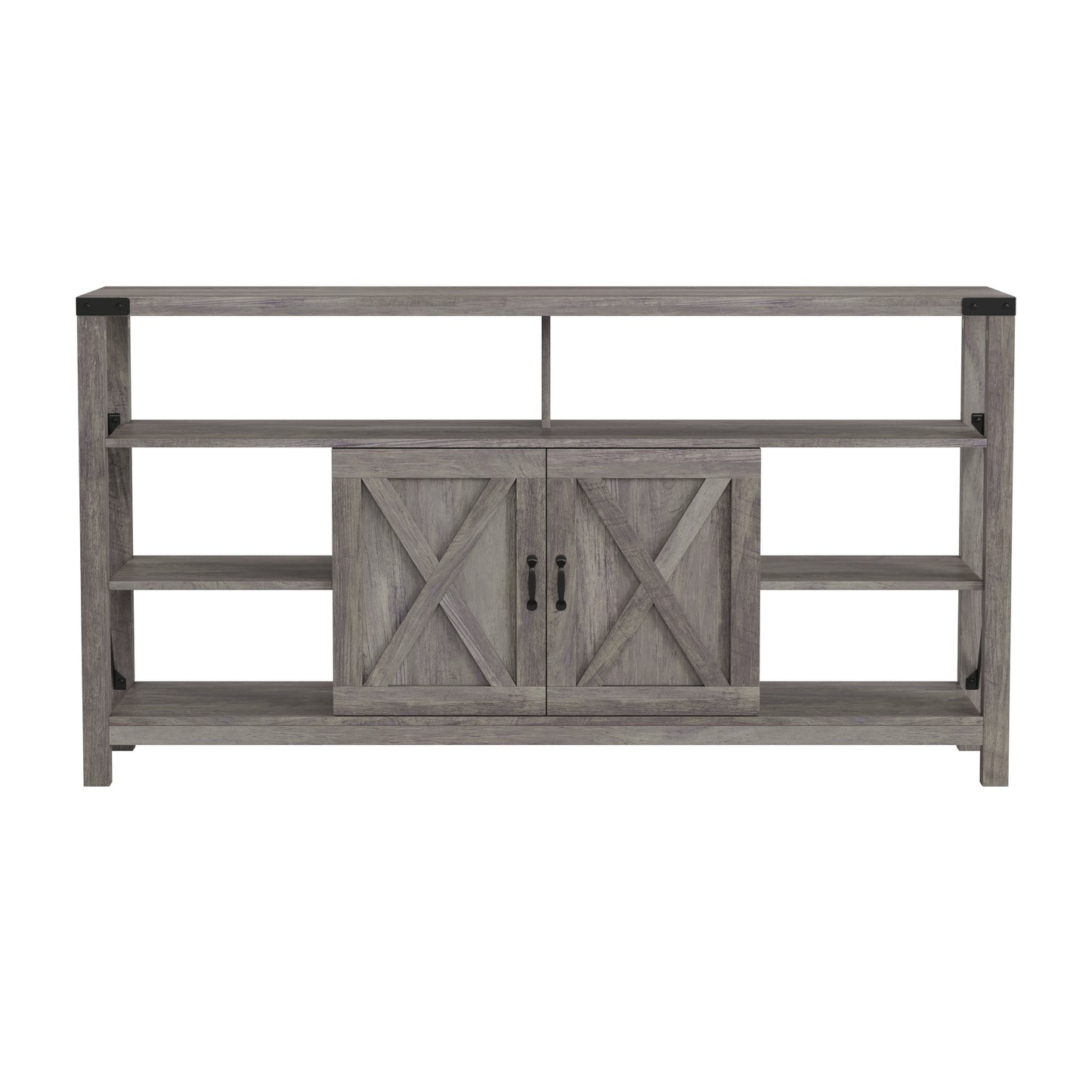 Wyatt 60" Modern Farmhouse Tall TV Console Cabinet with Storage Cabinets and Shelves for TV's up to 60", Gray Wash