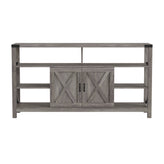 Wyatt 60" Modern Farmhouse Tall TV Console Cabinet with Storage Cabinets and Shelves for TV's up to 60", Gray Wash