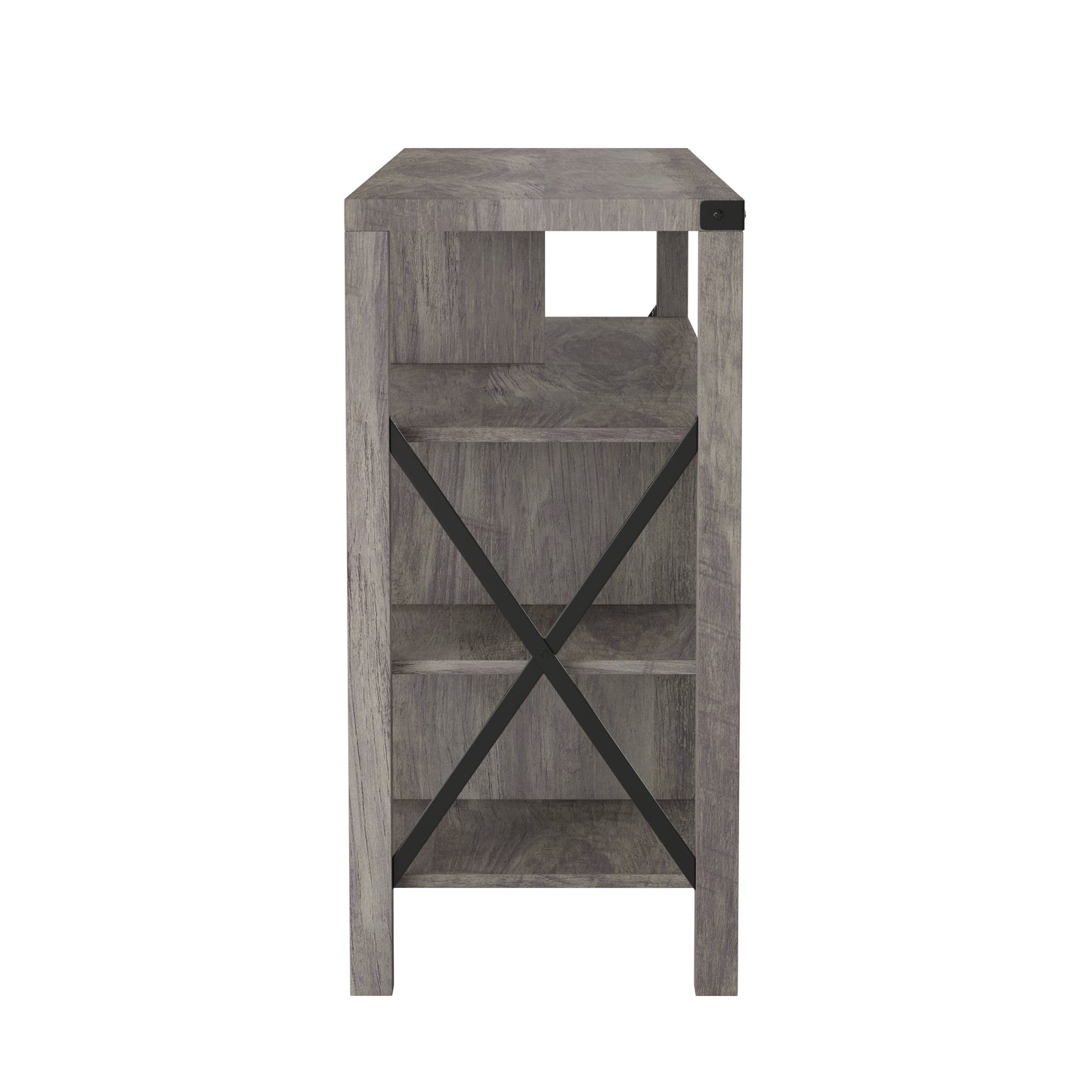 Wyatt 60" Modern Farmhouse Tall TV Console Cabinet with Storage Cabinets and Shelves for TV's up to 60", Gray Wash