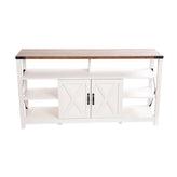 Wyatt 60" Modern Farmhouse Tall TV Stand with Storage Cabinets and Shelves for TV's up to 60", White/Rustic Oak